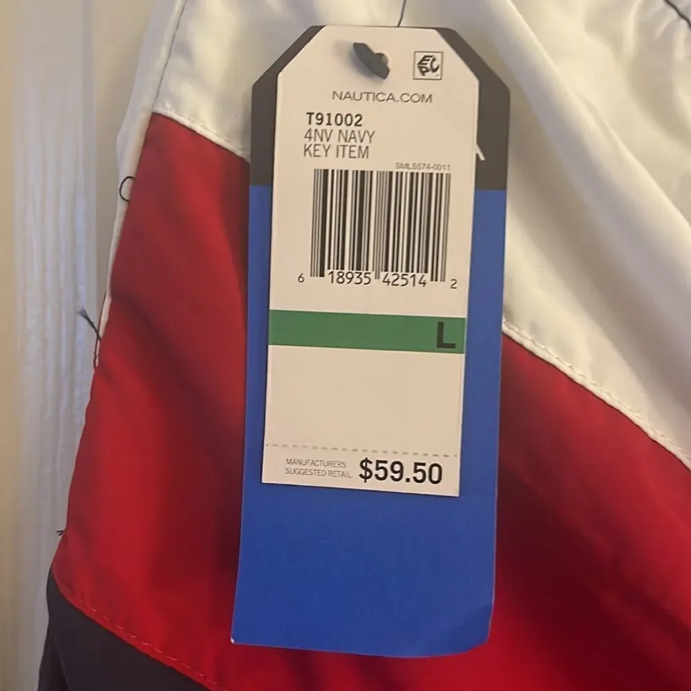 Men’s Nautica bathing suit brand new with tags red white and blue stripes